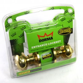 Dorma Entrance Tubular Knob Lockset TA1 Olfen Finishes US3 Standard Polished Brass